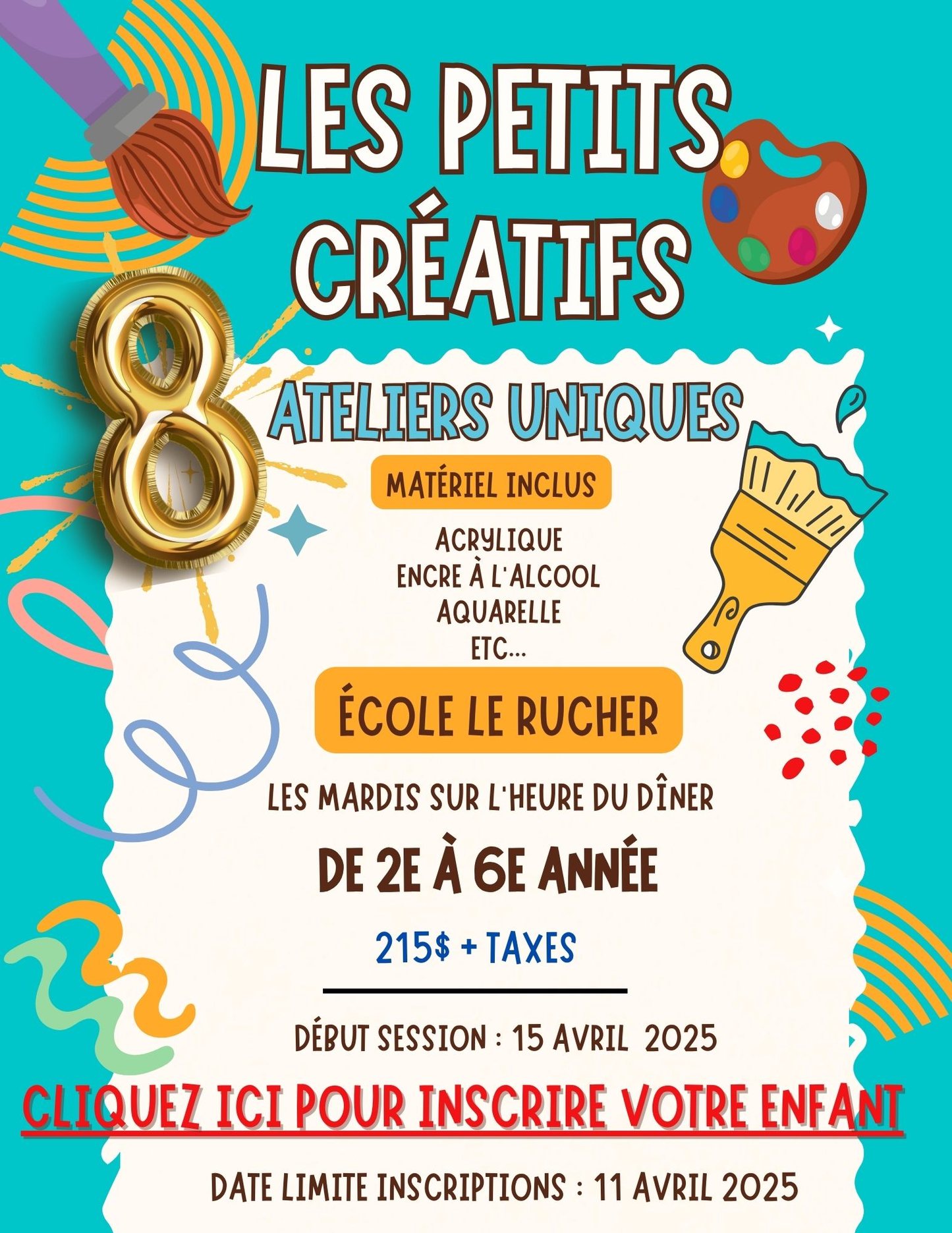 LES PETITS CRÉATIFS-École LE RUCHER | PRINTEMPS 2025 | MARDIS MIDIS-2e à 6e année