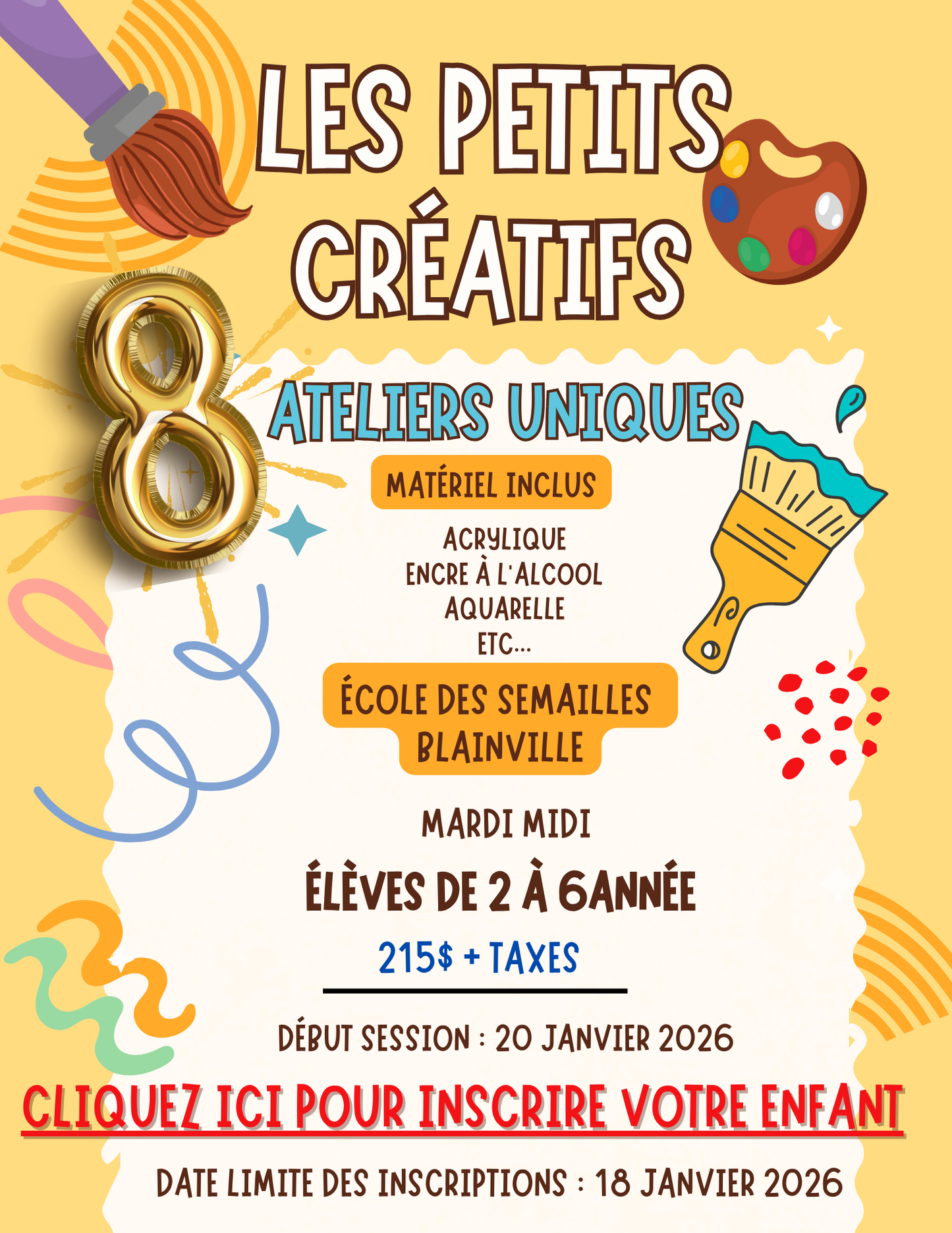 ÉCOLE DES SEMAILLES | Hiver2026 | MARDI midi- 2e à 6e année