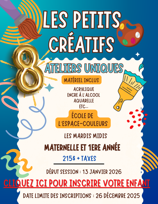 ÉCOLE DE L'ESPACE-COULEURS | Hiver 2026 | MARDIS midis- Maternelle et 1ere année