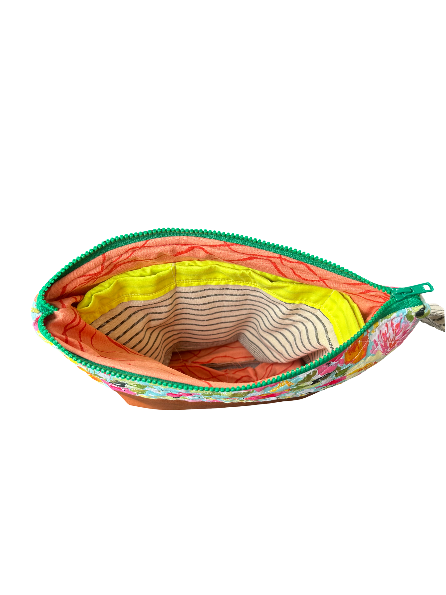 Trousse de voyage matelassée- Fleurs & cuir