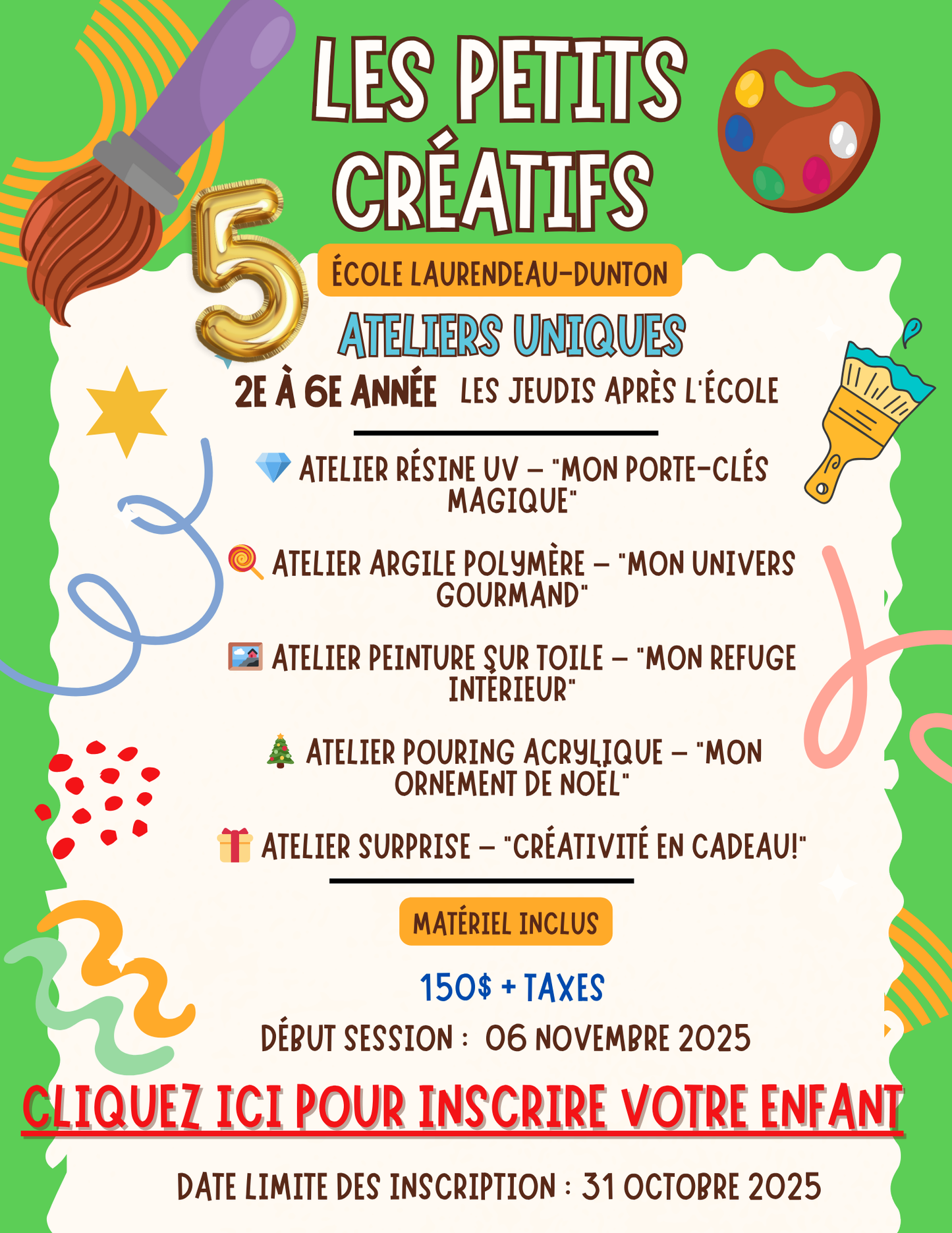 ÉCOLE LAURENDEAU-DUNTON| Automne 2025 | JEUDIS Après-l'école - 2e à 6e année