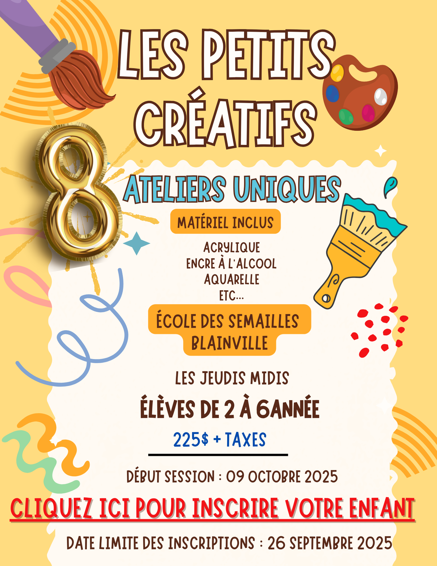 ÉCOLE DES SEMAILLES | Automne 2025 | JEUDIS midis- 2 à 6eme année