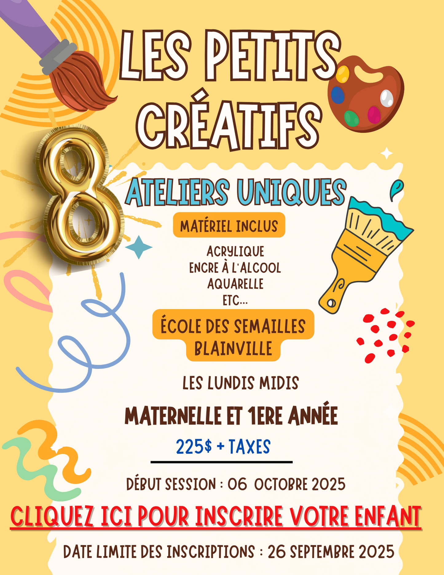 ÉCOLE DES SEMAILLES | Automne 2025 | LUNDIS midis- Maternelle et 1ere année