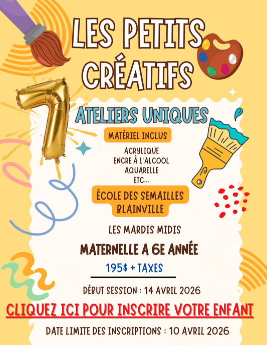 ÉCOLE DES SEMAILLES | Printemps2026 | MARDI midi- préscolaire à 6e année