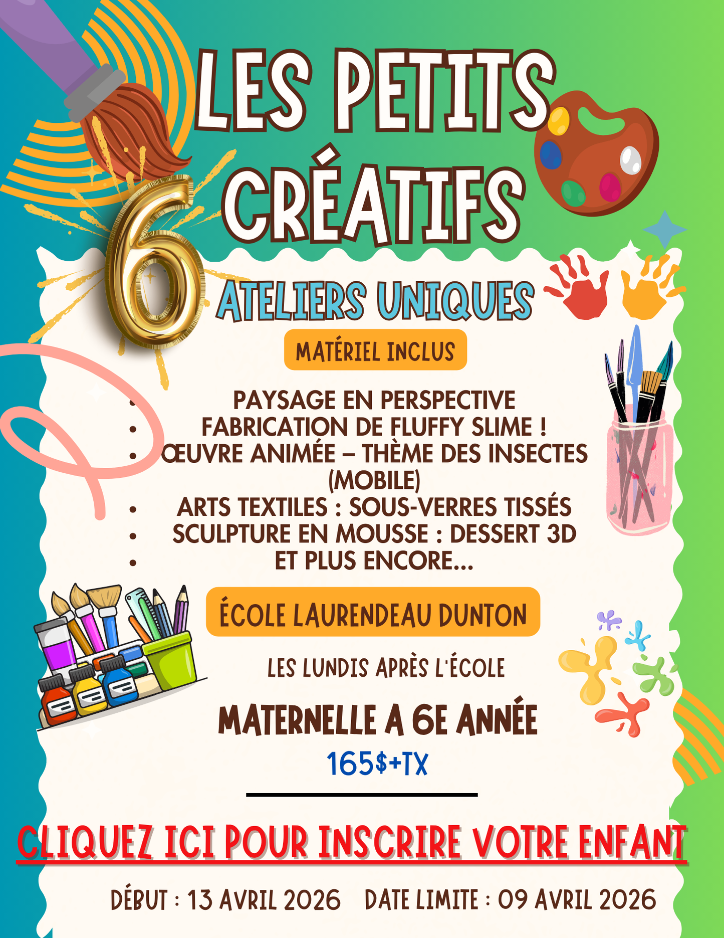 ÉCOLE LAURENDEAU-DUNTON | Printemps 2026 | LUNDI Après-l'école- Maternelle à 6e année