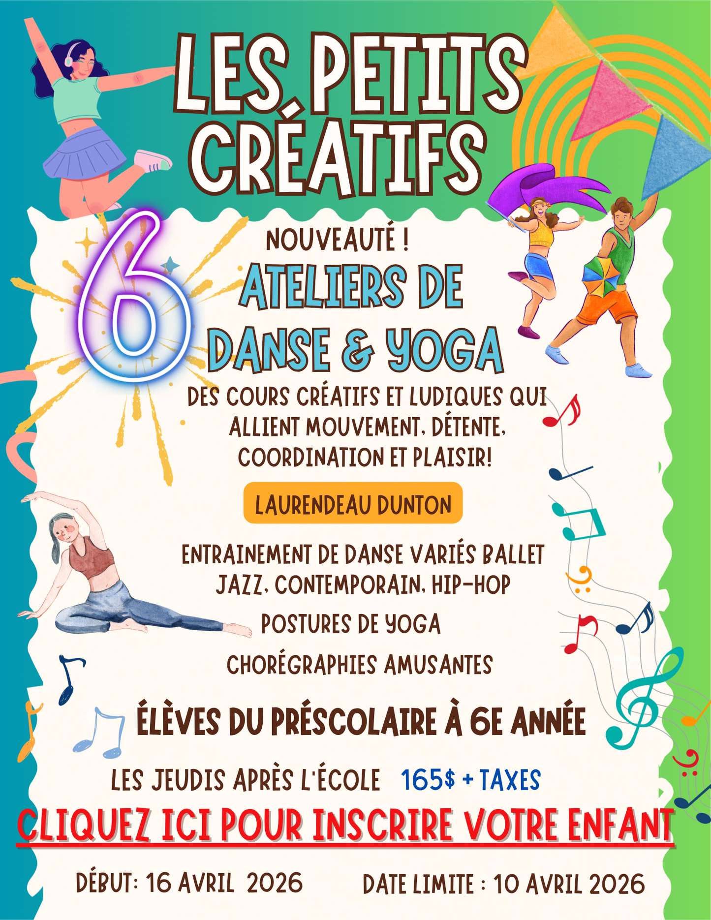 ÉCOLE LAURENDEAU-DUNTON | Printemps 2026 | Danse & Yoga |Jeudi Après-l 'école- Maternelle à 6e année